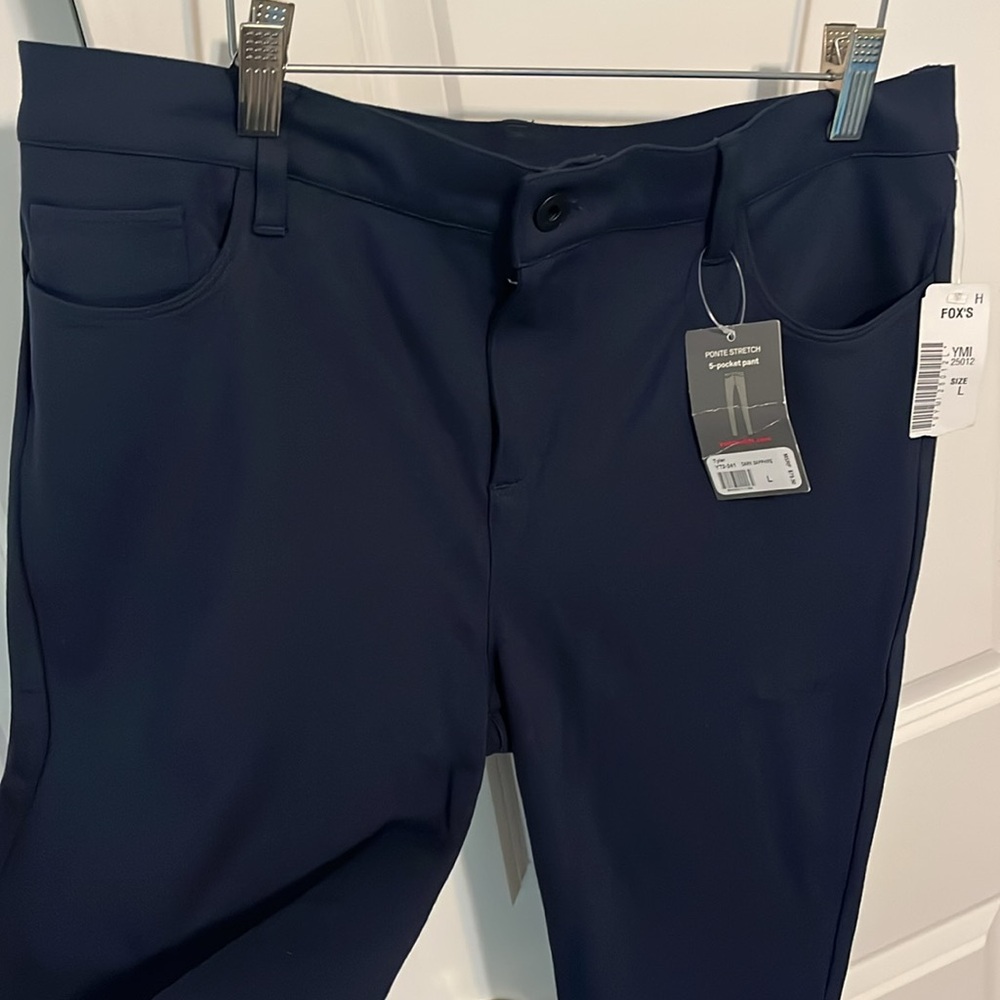 YUMMIE Blue stretchy 5 pocket Ponte pants Comfy stretchy  New With Tags - Picture 2 of 8